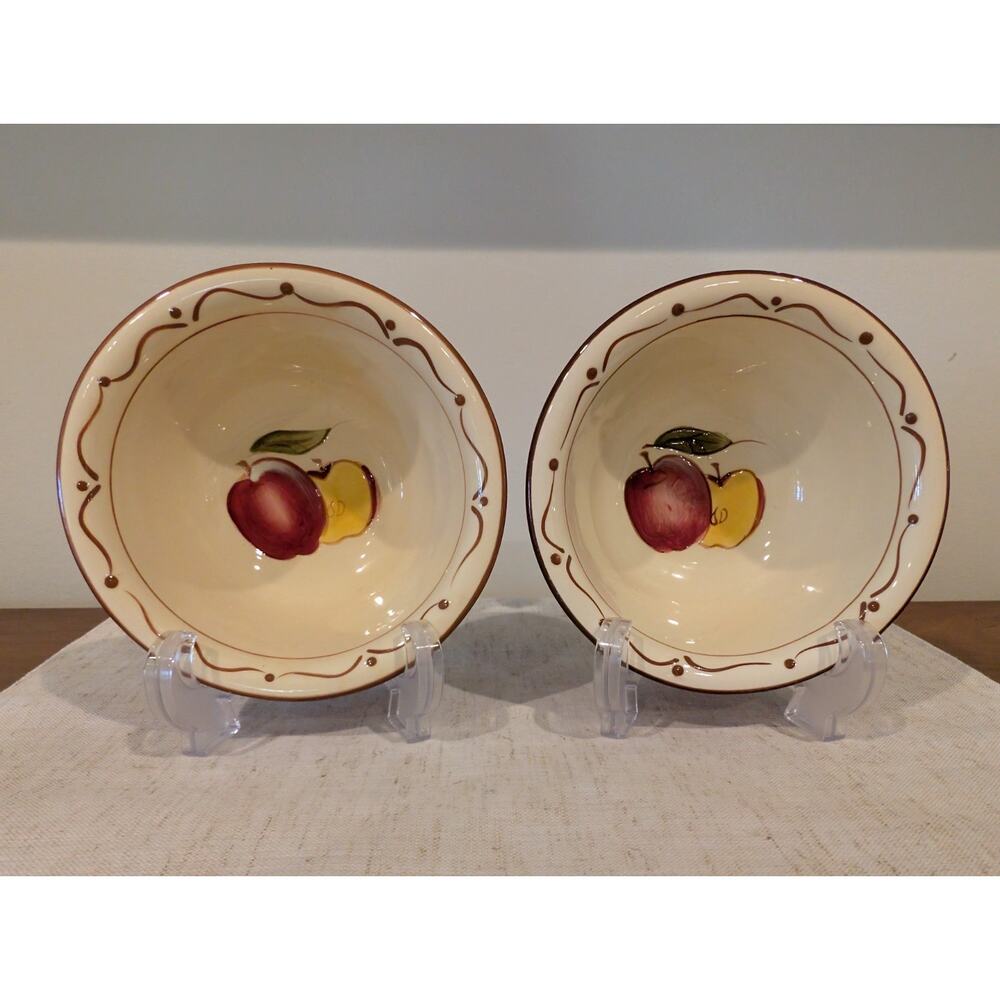 2 Vintage Around the Orchard Fruit Bowls by Home – Fruit Motif Apples, Pears